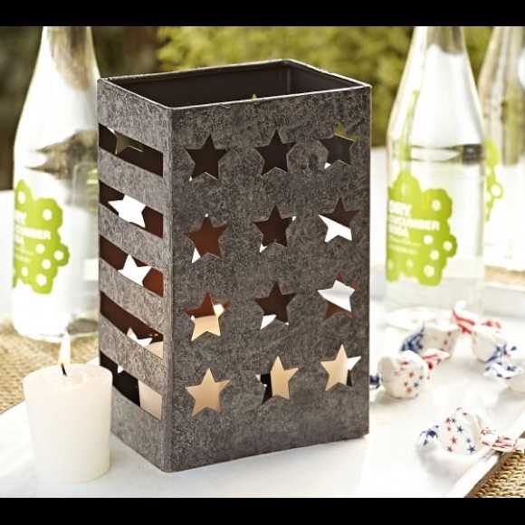 Pottery Barn Galvanized Outdoor Stars and Stripes Luminary - Picture 2 of 16